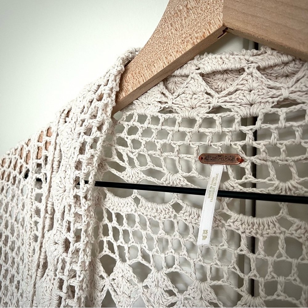 EXC • Free People Harmony Crochet Cardigan in Cream • - Picture 9 of 10